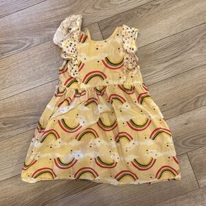 Pink Chicken Yellow Rainbow Kids Dress